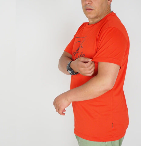 Mens Jack Wolfskin Baselayer 5007841 Bright Pumpkin Casual Short Sleeve T Shirt - London Top Style