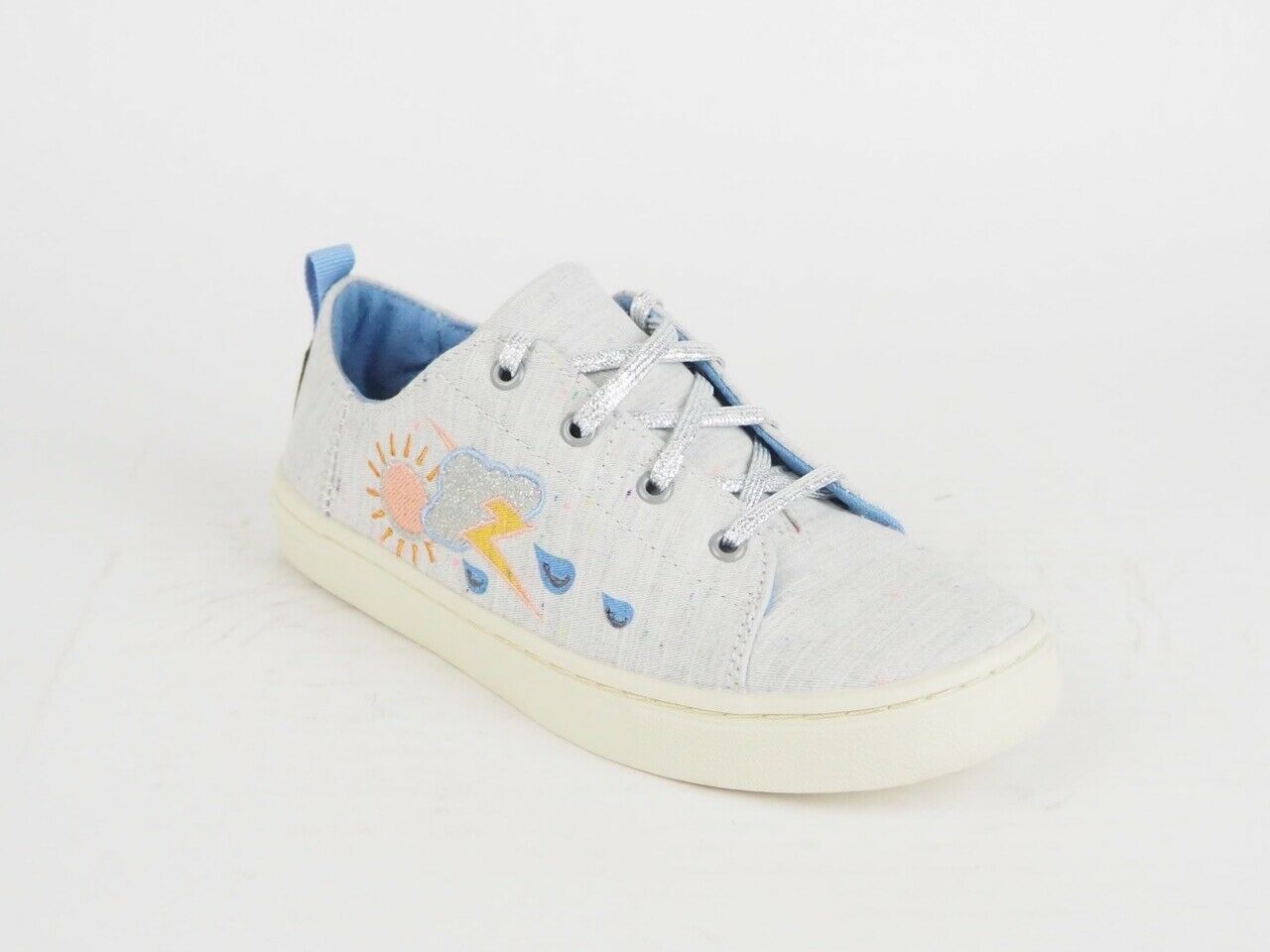 Girls Toms Lenny Grey Drizzly Weather Textile Flats Lace Up Trainers Uk K12.5 - London Top Style