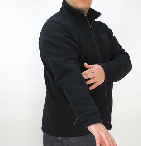 Mens Jack Wolfskin Kinga 5018691 Black Zip Up Warm Nanuk Fleece Sweatshirt - London Top Style