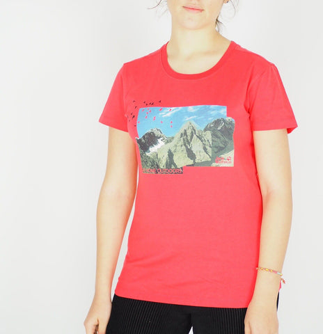Womens Jack Wolfskin Print 1802601 Hisbiscus Red Short Sleeve T-Shirt
