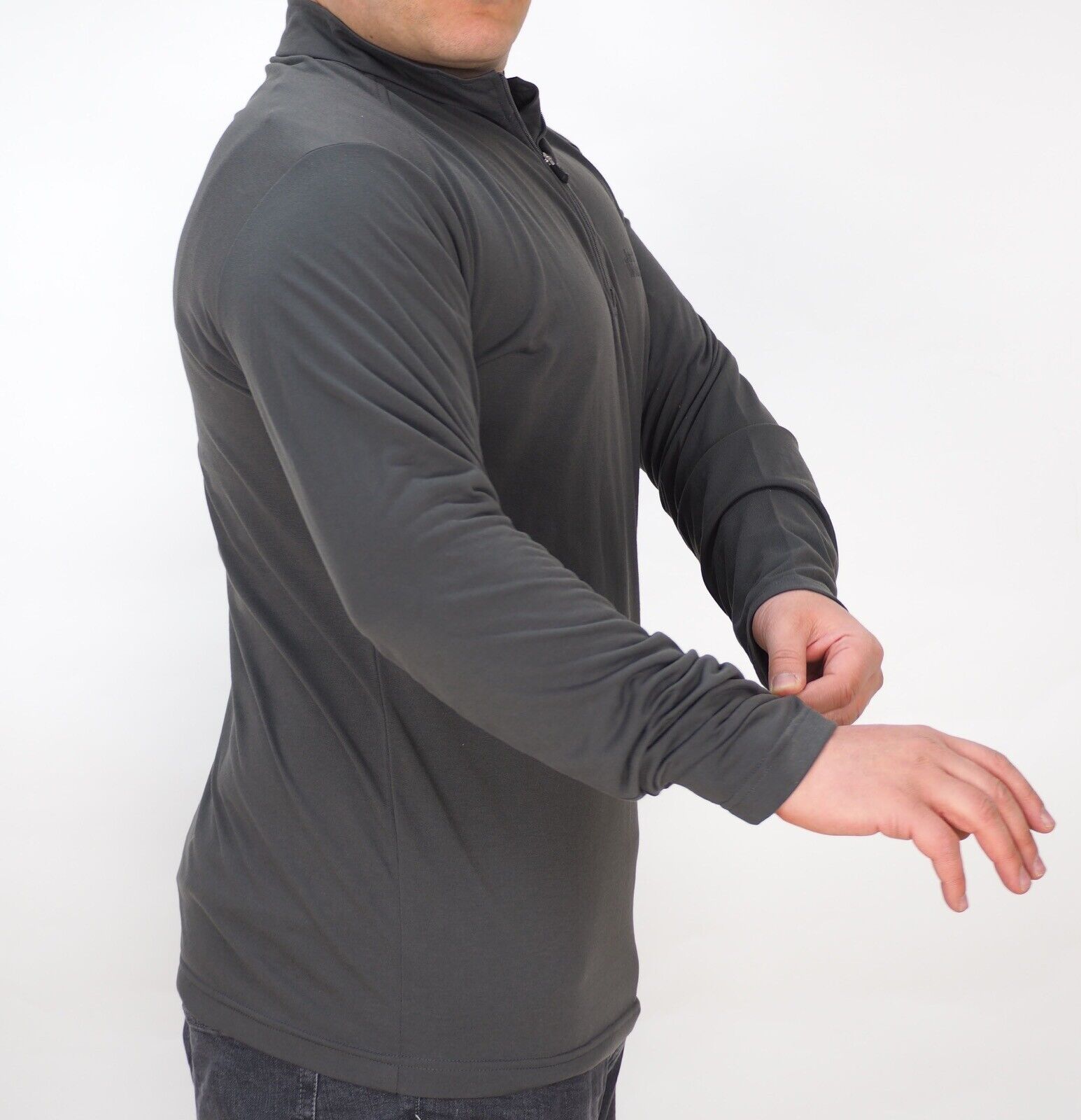 Mens Jack Wolfskin Trail 1801501 Dark Steel Half Zip Longlseeve Light Sweatshirt - London Top Style