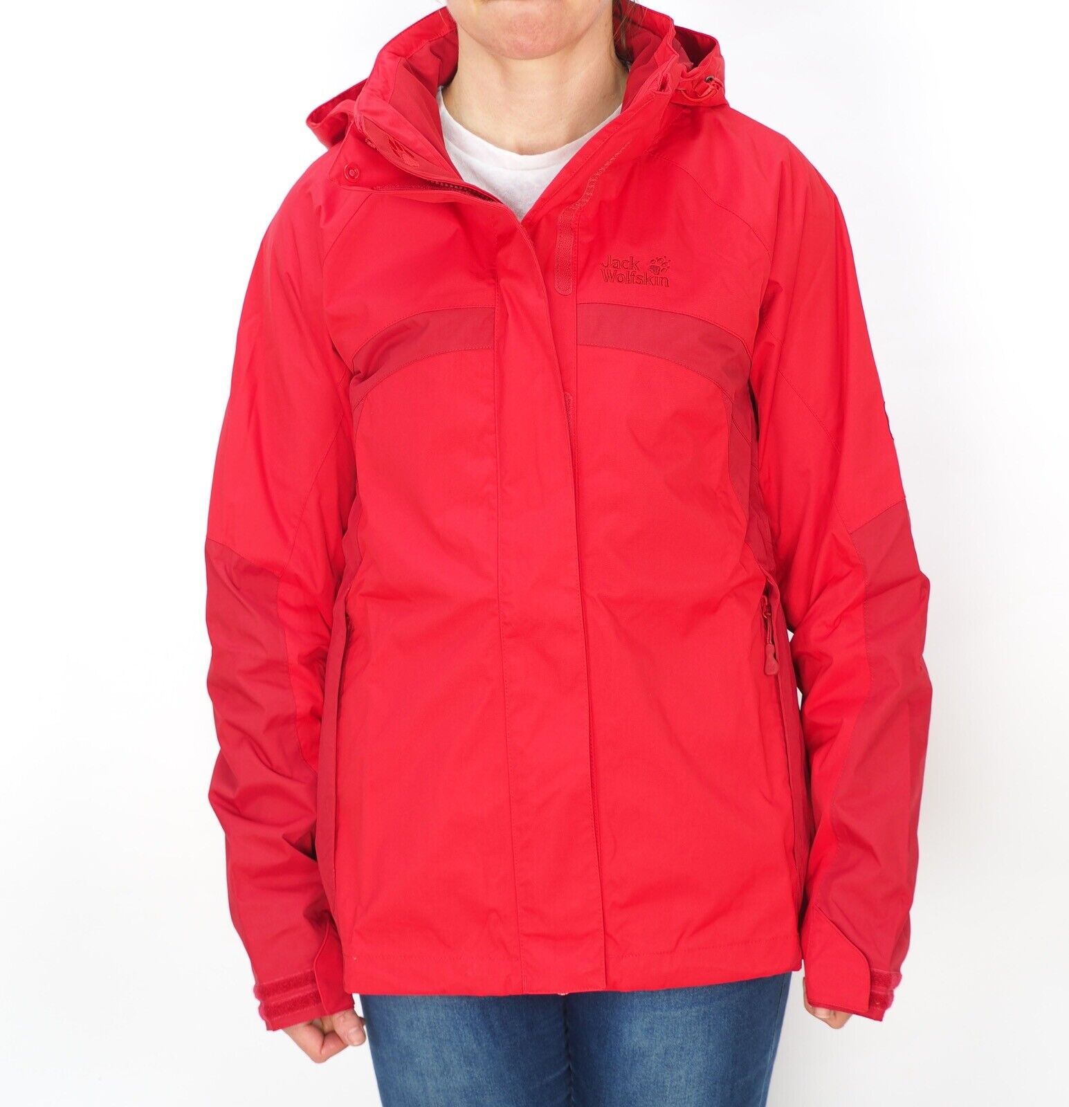Womens Jack Wolfskin Topaz 5005471 Red Fire Zip Up Hooded Warm Hiking Jacket - London Top Style