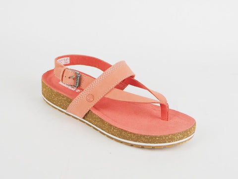 Womens Timberland Malibu Waves Thong A1PGK Pink Salmon Leather Thong Sandals