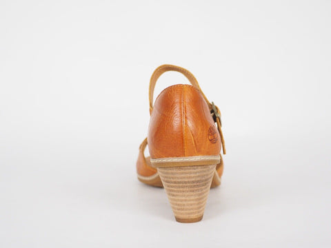 Womens Timberland Montvale 27687 Orange Brown Leather Classic High Heel Sandal