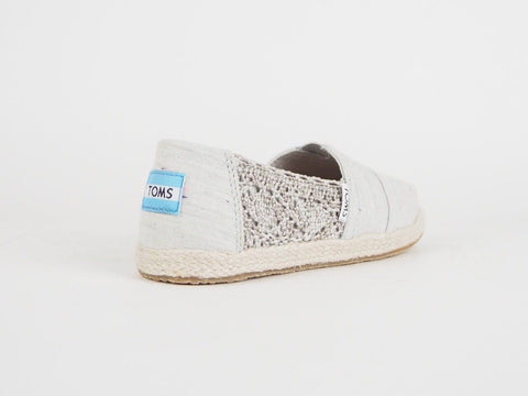 Girls Toms Classic Grey Textile Flats Slip On Out Door Trainers Uk K13 - London Top Style