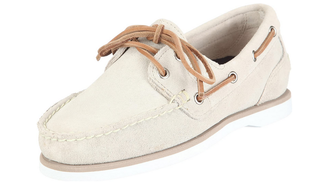 Womens Timberland Amherst 16694 Off White Leather 2 Eye Casual Boat Shoes
