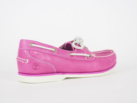 Womens Timberland Amherst 8336B Magenta Leather Boat Shoes Casual Moccasins
