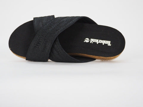 Womens Timberland Malibu Waves A1XXF Black Leather Slipper Casual Summer Sliders - London Top Style