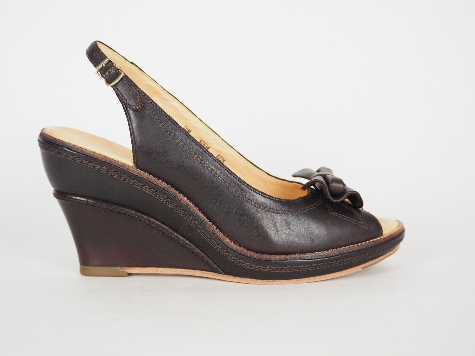Womens Timberland Marge Peep Toe 67634 Dk Brown Leather Slingback Heeled Sandals