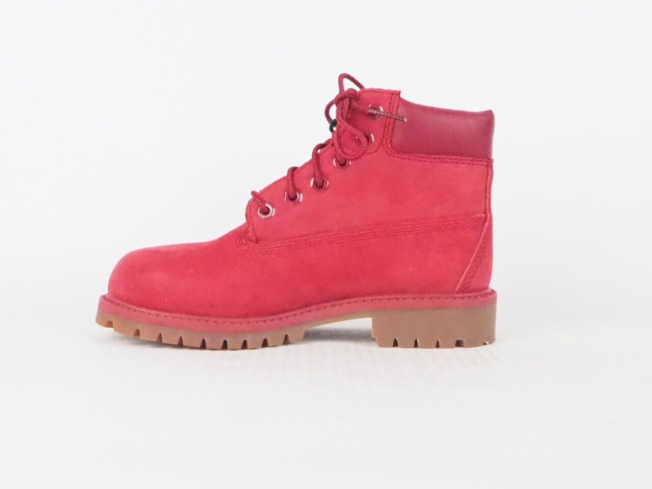 Girls Timberland Classic Premium 6 Inch A14TE Red Leather Lace Waterproof Boots
