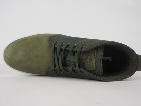 Mens Timberland Davis Square Chukka A1Y9E Dk Green Leather Fabric Laced Trainers - London Top Style