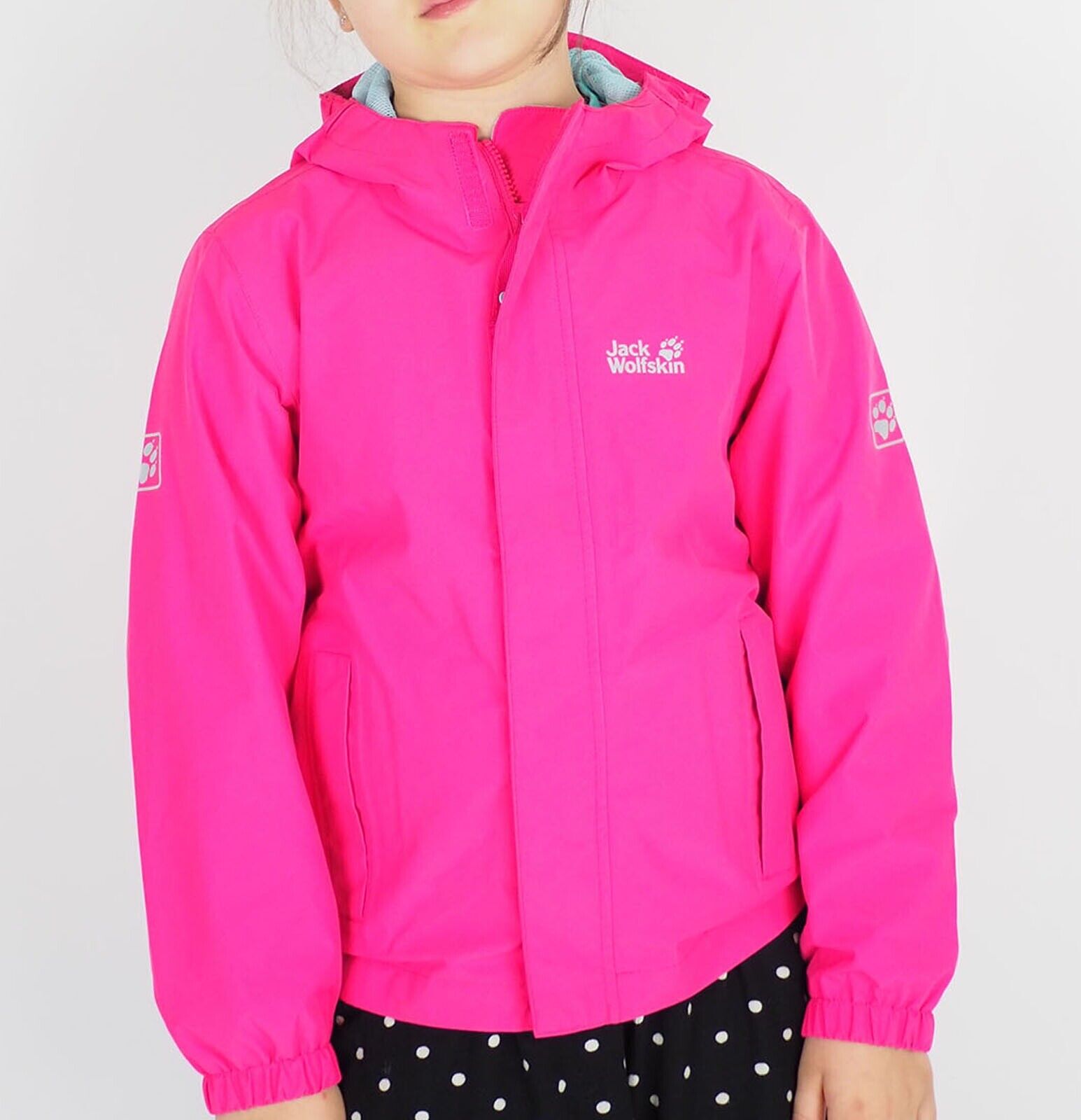 Girls Jack Wolfskin Pine Creek 1607411 Pink Peony Waterproof Jacket - London Top Style