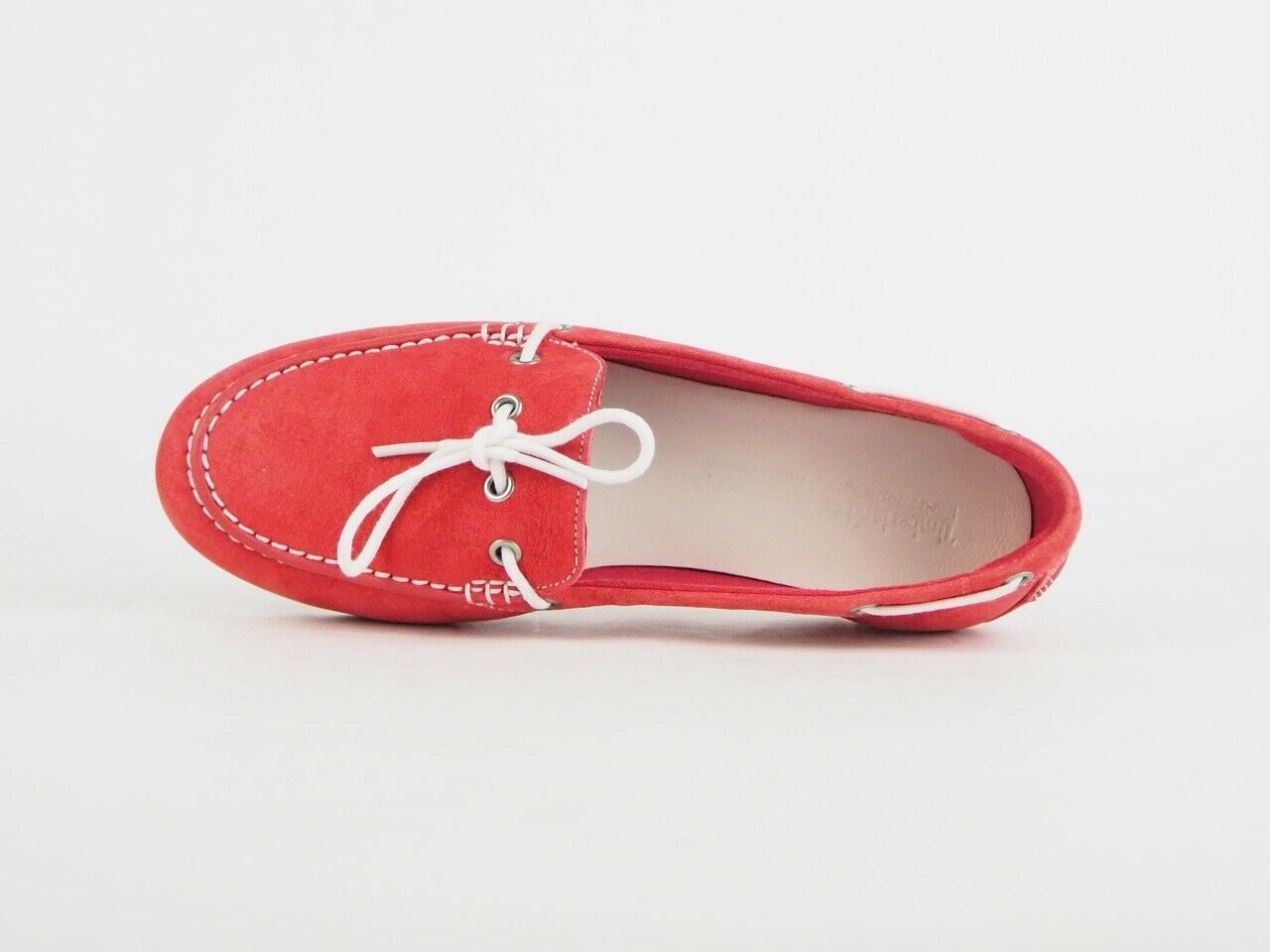 Ladies Timberland Ek Harbrside 1Eye Boat Red 8420B Leather Flat Slips On Shoes - London Top Style