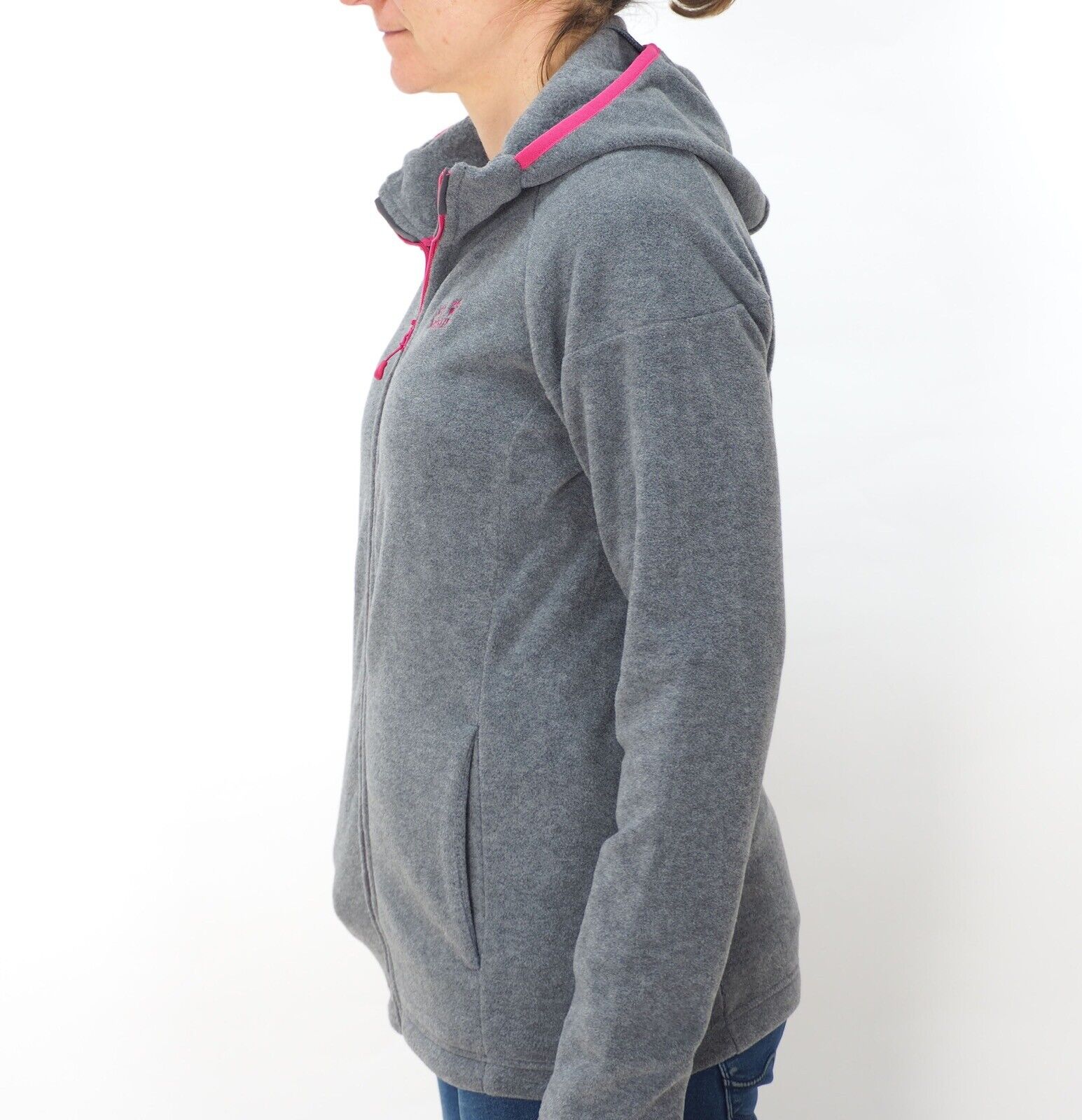 Womens Jack Wolfskin Ledro 5007701 Grey Heather Warm Hooded Fleece Sweatshirt - London Top Style