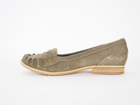 Womens Timberland Thayer Penny Loafer 3651R Olive Leather Slip On Shoes - London Top Style