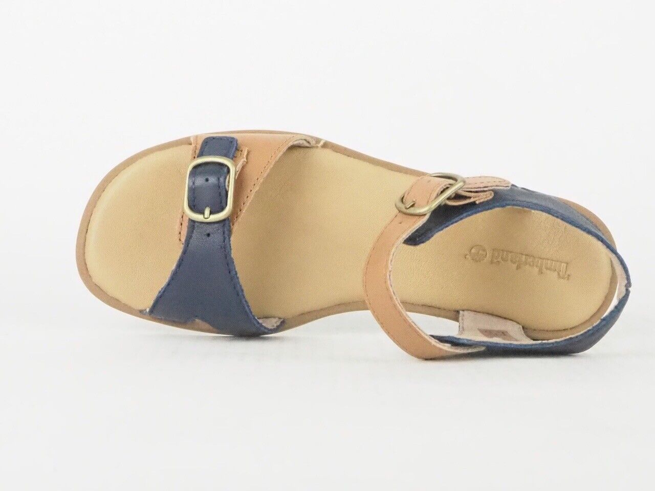 Youths Timberland Girls Sheafe A1956 Navy Tan Leather Sandals