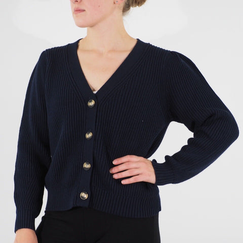 Womens Ex M&S Long Sleeve Cardigan Navy V Neck Ladies Cotton Soft Casu –  London Top Style
