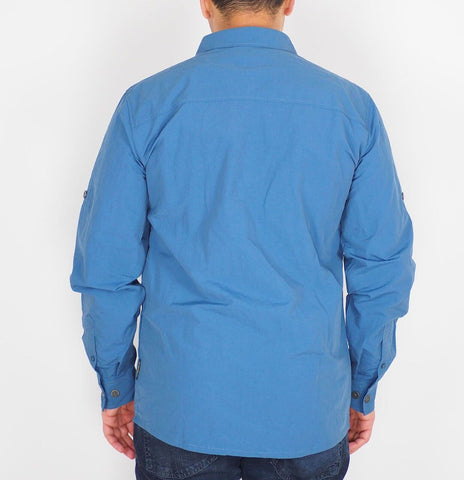 Mens Jack Wolfskin Mosquito 1402821 Ocean Blue Long Sleeve Button Up Smart Shirt - London Top Style