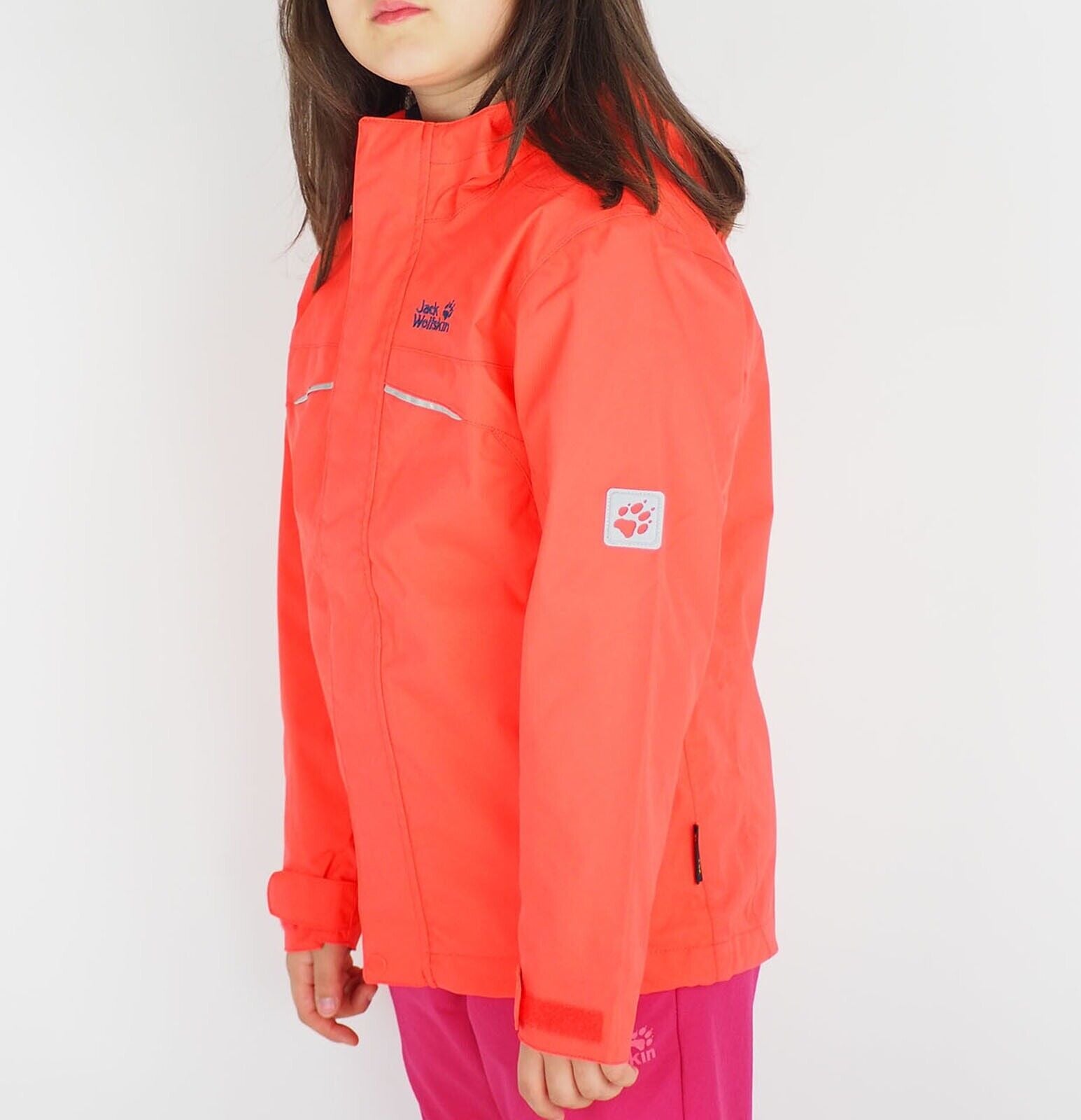 Girls Jack Wolfskin Topaz Texapore 1604772 Hot Coral Waterproof Jacket - London Top Style