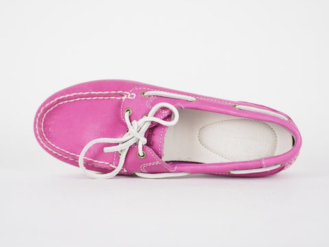 Womens Timberland Amherst 8336B Magenta Leather Boat Shoes Casual Moccasins