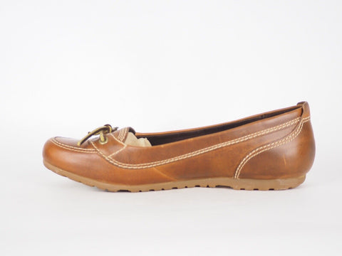 Womens Timberland Jada Short 25611 Dark Brown Leather Ballet Flats Casual Shoes