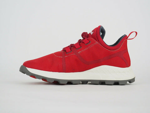 Mens Timberland Brooklyn Oxford A1Z14 Red Textile Lace Walking Hiking Trainers - London Top Style