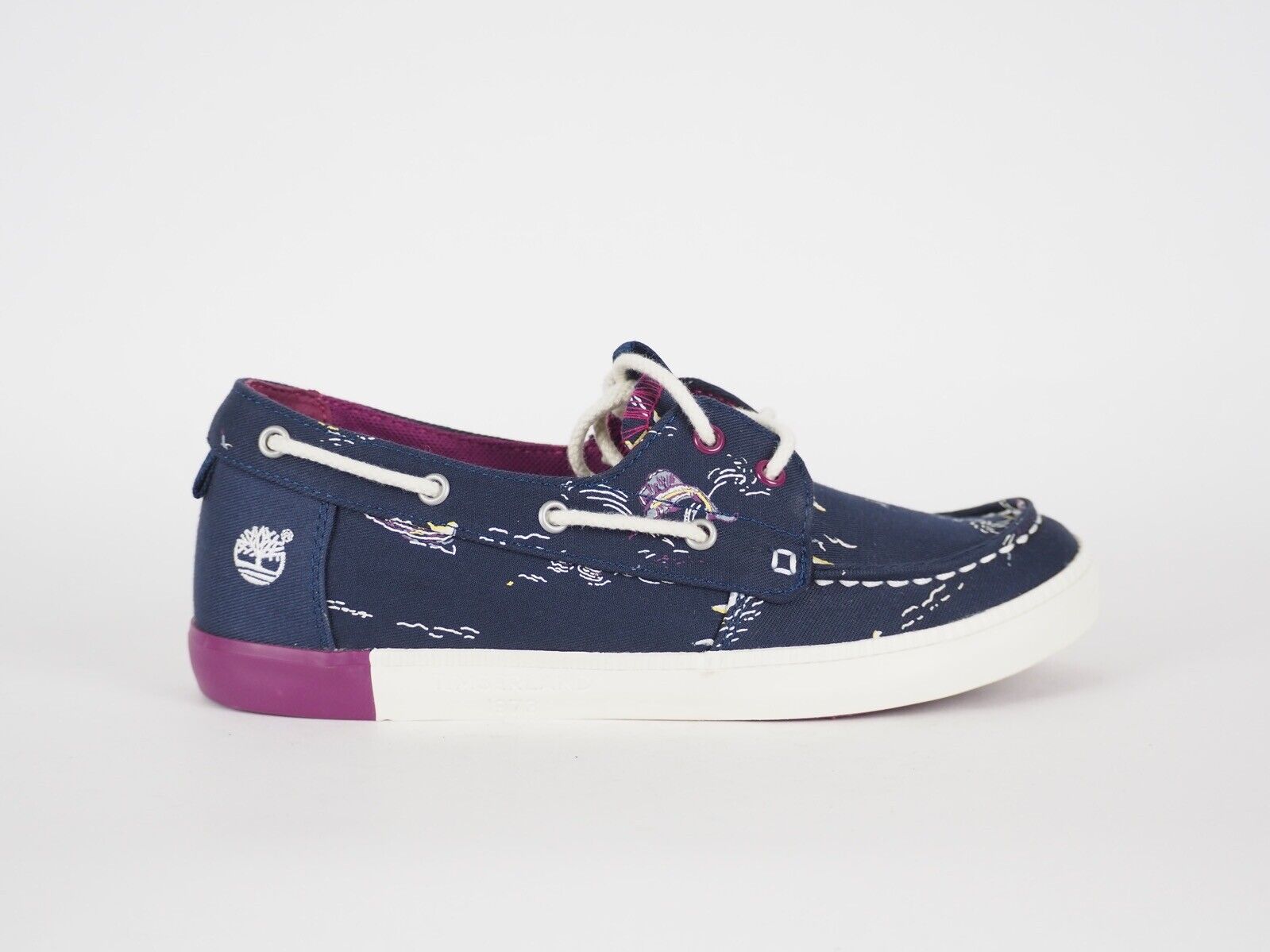 Womens Timberland Newport Bay Canvas A15N6 Navy Blue Lace Up Casual Boat Shoes