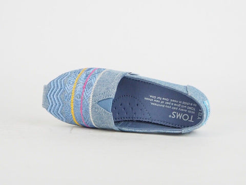 Girls Toms Classic Blue Global Canvas Textile Flats Slip On Trainers Uk K 11.5