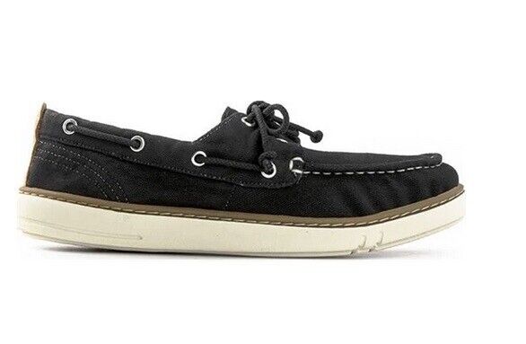Mens Timberland Hookset Handcrafted Black 2 Eye A17PT Canvas Lace Up Boat Shoes