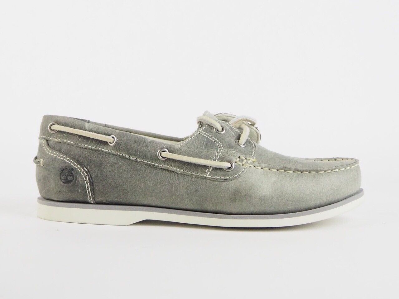 Womens Timberland Damen Amherst 2 Eyed  27618 Grey Leather Lace Up Boat Shoes - London Top Style