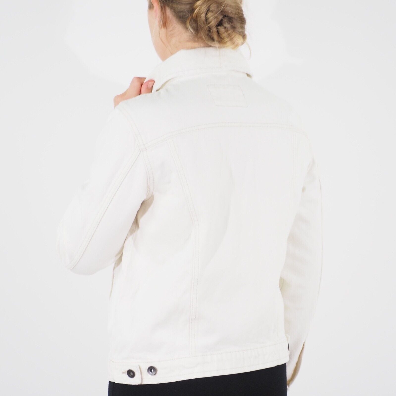 Womens Ex M&S Long Sleeve Denim Jacket White Casual Ladies Pure Cotton Coat