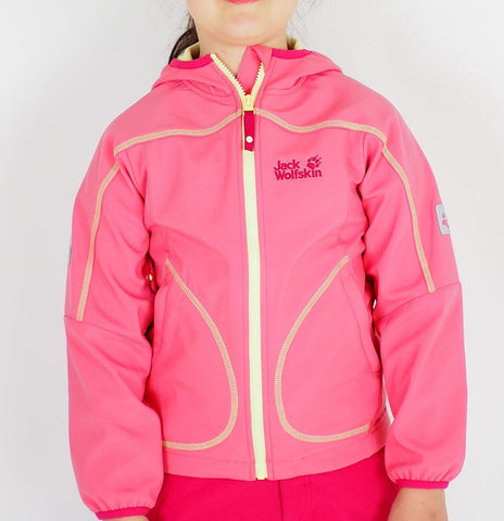 Girls Jack Wolfskin Whirlwind Softshell 1604831 Rosebud Water Resistant Jacket - London Top Style