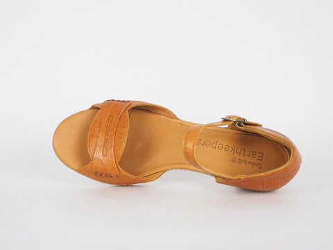 Womens Timberland Montvale 27687 Orange Brown Leather Classic High Heel Sandal