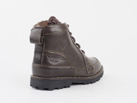 Boys Timberland 6 IN 80743 Dark Brown Leather Zip Up Shoes Lace Up Chukka Boots