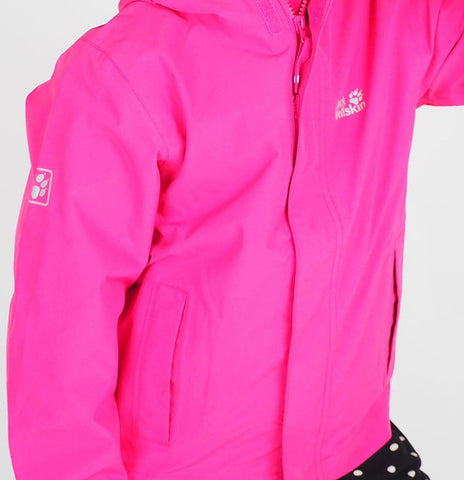 Girls Jack Wolfskin Pine Creek 1607411 Pink Peony Waterproof Jacket - London Top Style