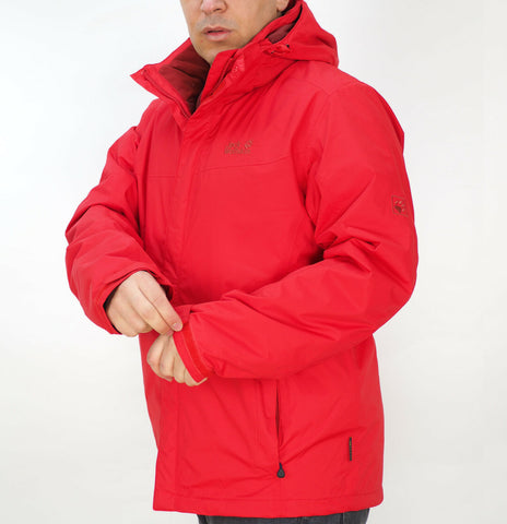 Mens Jack Wolfskin Rep Glo 1106931 Red Fire Zip Up Warm Hooded Hiking Jacket