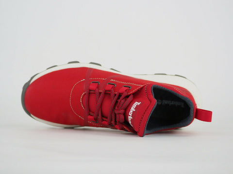 Mens Timberland Brooklyn Oxford A1Z14 Red Textile Lace Walking Hiking Trainers - London Top Style