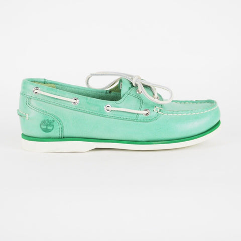 Womens Timberland Classic A14Q5 Mint Green Leather 2 Eye Lace Up Boat Shoes