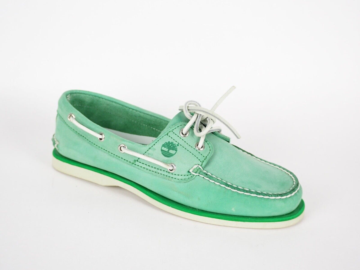 Mens Timberland Classic A13NZ Mint Green Leather Casual 2 Eye Casual Boat Shoes