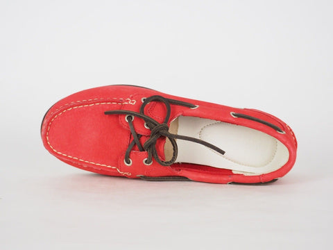 Womens Timberland EK Classic 8357A Coral Leather 2 Eye Lace Up Casual Boat Shoes