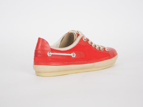 Womens Timberland Vintera Ox 16686 Red Leather Casual Shoes Lace Up Low Trainers