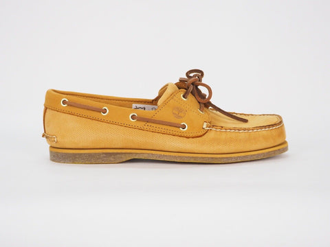 Mens Timberland Earthkeepers 42569 Wheat Leather 2 Eye Lace Up Casual Boat Shoes