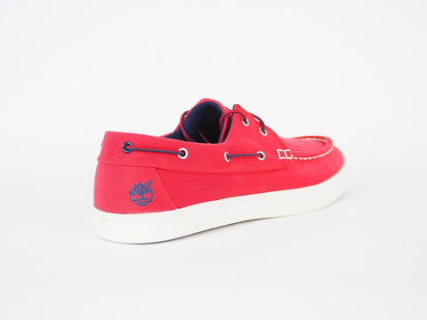 Mens Timberland Newport Bay A1583 Red Low Trainers Casual Lace Up Boat Shoes