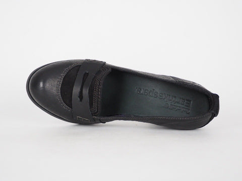 Womens Timberland Nevali 19616 Black Leather Slip On Heeled Loafers - London Top Style