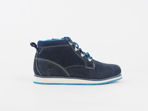 Boys Timberland Rollinsford 1960B Dark Blue Leather Lace Up Zip Up Chukka Boots