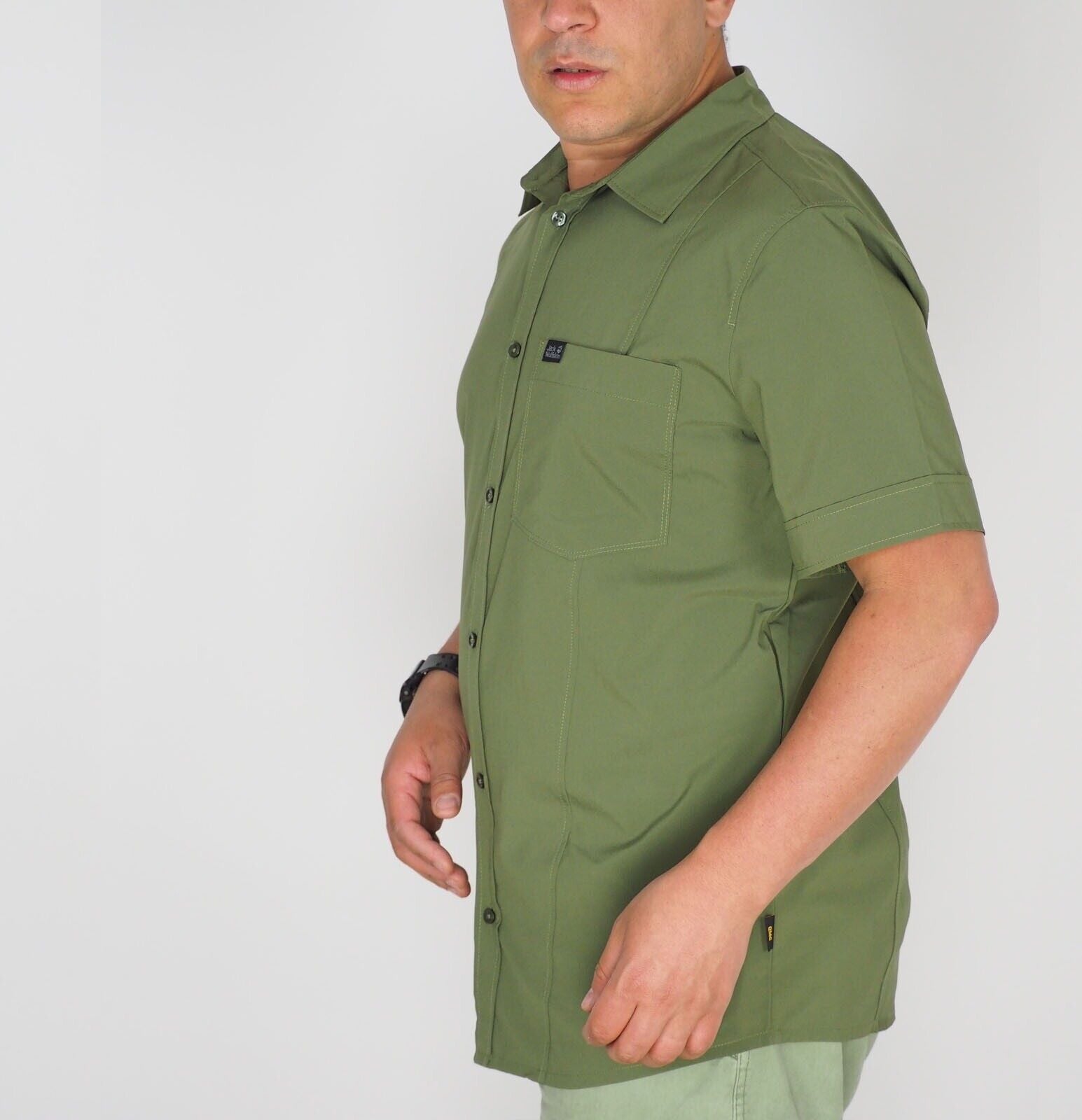 Mens Jack Wolfskin Egmont 1401692 Burnt Olive Short Sleeved Shirt - London Top Style