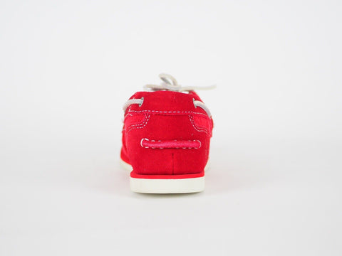 Womens Timberland Classic 2 Eye A14LV Red Fabric Textured Boat Shoes - London Top Style