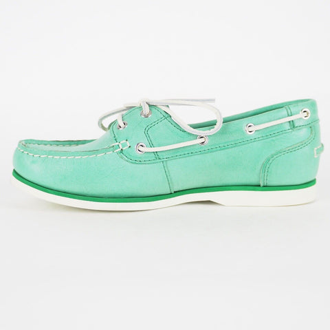 Womens Timberland Classic A14Q5 Mint Green Leather 2 Eye Lace Up Boat Shoes