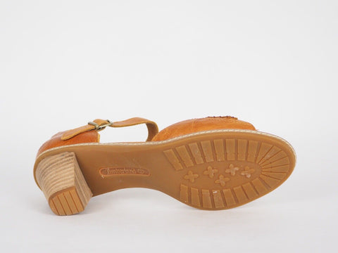 Womens Timberland Montvale 27687 Orange Brown Leather Classic High Heel Sandal