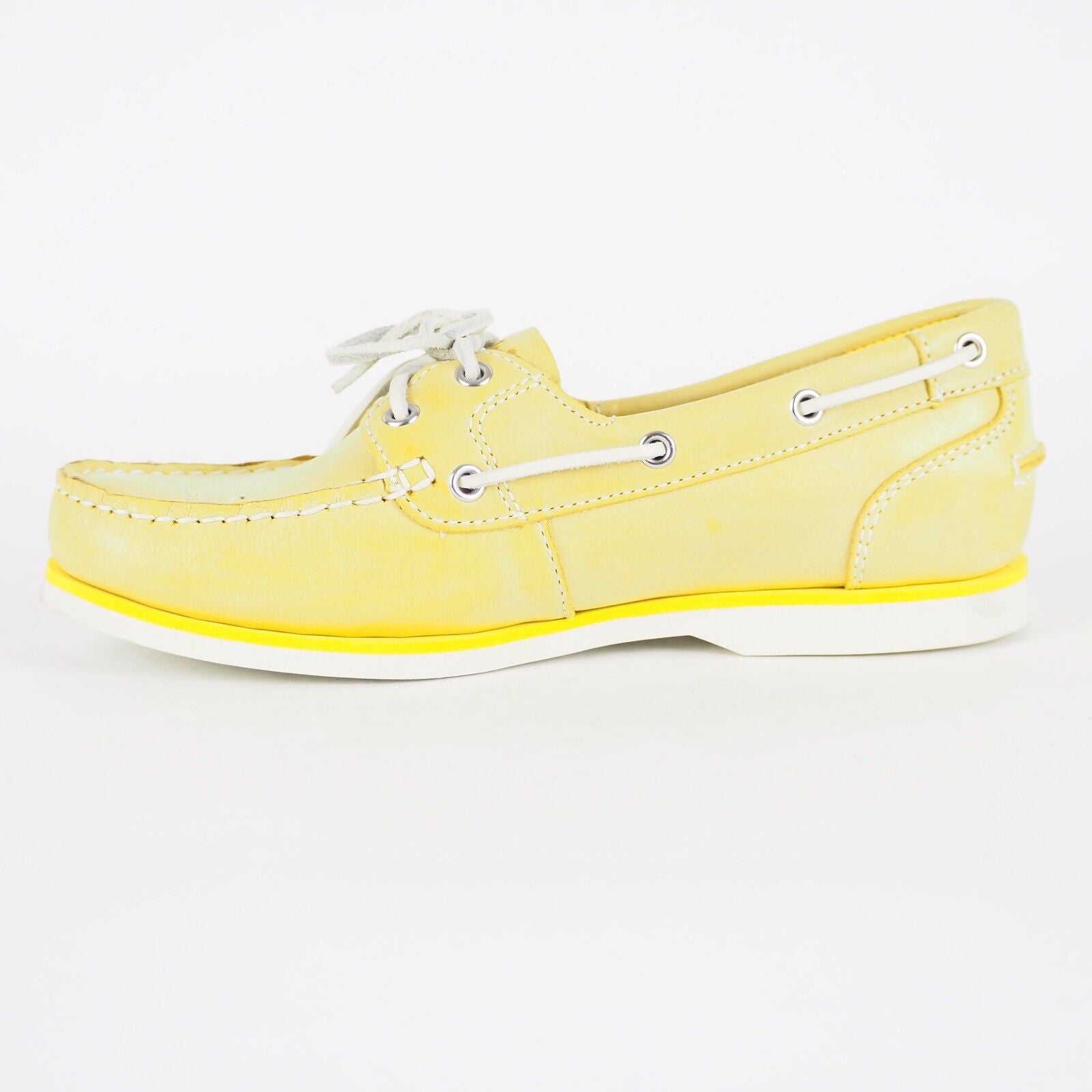 Womens Timberland Classic 2 Eye Unlined A14QA Yellow Leather Boat Shoes